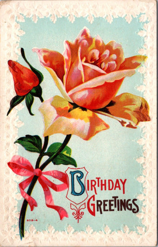 Birthday greetings peach rose - greetings,