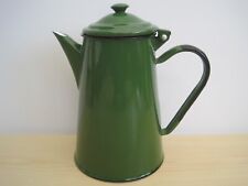 Vintage Huta Silesia Green Enamelled Metal 1 Litre Coffee Pot with Hinged Lid