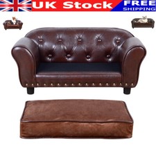 Faux Leather Dog Lounger Sofa Pet Bed Puppy Lounge Chair W/ Comfortable Cushion