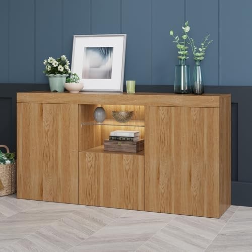Sideboard cabinet oak doors - oak, 3