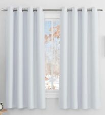 Eyelet Curtains 52x63" – Greyish White Window Drapes, 2 Panels