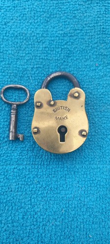 Old brass padlock - old, british
