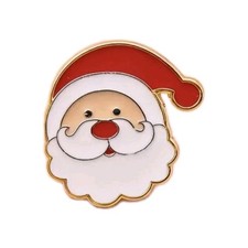Santa Claus Christmas Hat Festive Metal & Enamel Pin Badge Xmas Brooch