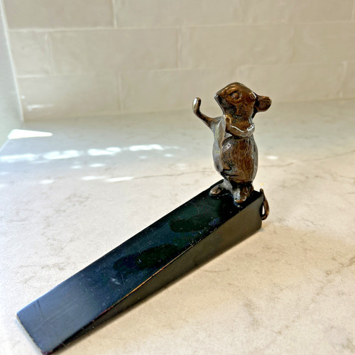 Vintage whimsical brass mouse - brass,
