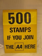 AA Join here aluminium sign. 500 stamps. AA sign. RAC. AA.Vintage sign.