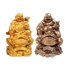 Laughing Buddha Sit on Statue Wealth Lucky for Tabletop Decoration Wedding Home