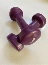 2 X 1KG Purple Hand Weights Dumbbells Set Home Exercise Gym Fitness