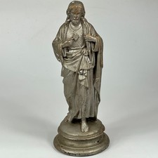 Antique French Sacre Coeur Bleeding / Sacred Heart Silver Jesus Religious Figure