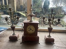Antique Red Rouge Marble Clock