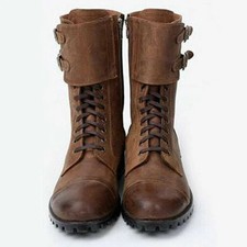Mid Calf Army Boots Retro Punk