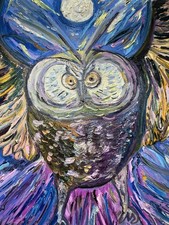 Original Oil Painting Owl