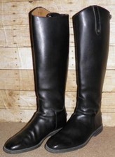 Soubirac French Long Black Leather Equestrian Zip Back Riding Boots - UK Size 10