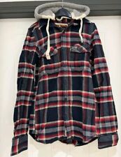 SUPERDRY Lumberjack Hoodie Green Grey Plaid Size Small Mens Unisex Vintage Blue