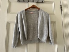Very soft grey Bolero cardigan 100% cashmere shot with lurex size 14