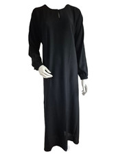 Ladies Reg Plain Pocket Elasticated Cuff Zoom Nida Abaya/Jilbab/Maxi Black 52-60