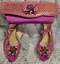 Original Italian Leather Women Matching Shoe and Bag Matching (Size 39)