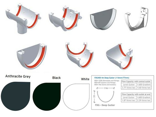 Round deep flow guttering - deep,