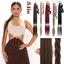 Thick Braided Ponytail 34" Straight Long Pony Tail Hair Extensions Real As Human