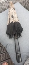 Antique Small Black Floral Mourning  Parasol 