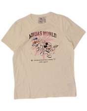 ADIDAS Womens Mickey Mouse Graphic T-Shirt Top UK 10 Small Off White BV11