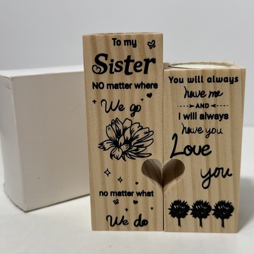 Tea light holder wooden with - tea,