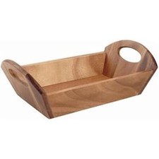 T&G Acacia Wood Bread Basket 31cm Rustic Serving Tray DL146