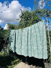 Vintage 90s Sage Green & Cream  Abstract Leaf Curtains 66X 54 Inch