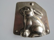 Vintage tin chocolate half mould - Rabbit with cabbage