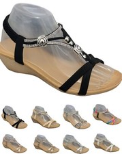 Womens Diamante Wedge Sandals