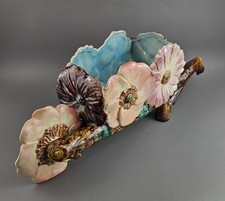 Majolica Style Garden Wheelbarrow Planter. Outdoor or Indoor Collectible Vintage