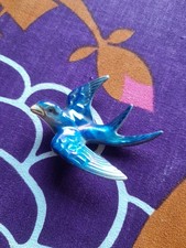 Vintage Jemma Holland Small Swallow Bird Figurine Blue Lustreware Wall Hanging