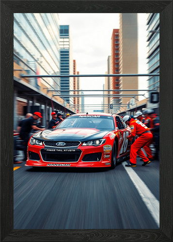 Nascar stock car pit framed - stock,