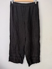 Grizas Black Washed Linen Trousers Medium