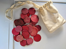 Antique Victorian or Georgian game counters. stained red