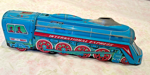 Vintage tin plate toy train - tin,