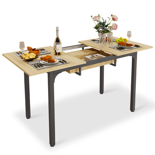 Wooden extendable dining table - extendable,