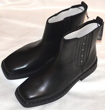 LADIES M&S COLLECTION GENUINE LEATHER WIDE FIT CHELSEA STUDDED BOOTS SIZE 6 BLK