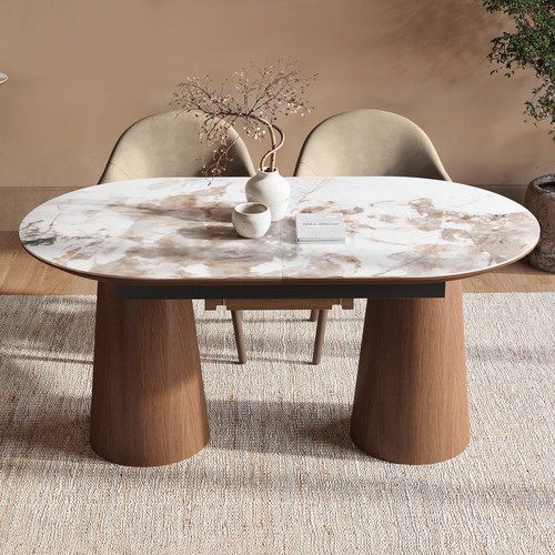 Large walnut and - marble, effect