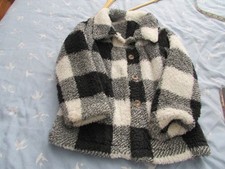 Girls Black & White Check Fleece Jacket age 7 years