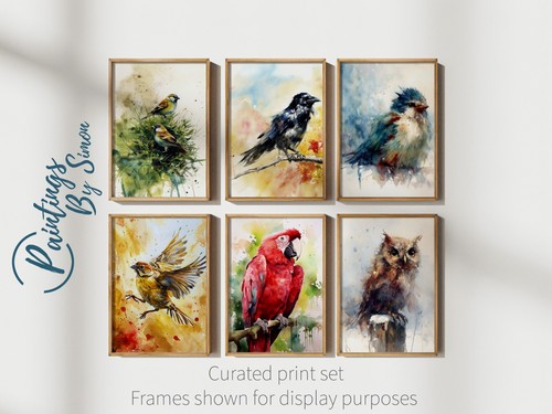 Bird art print set - print, 5"x7"