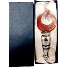 Murano Glass Pink Swirl Wine Cork Stopper Sealed in Original Box
