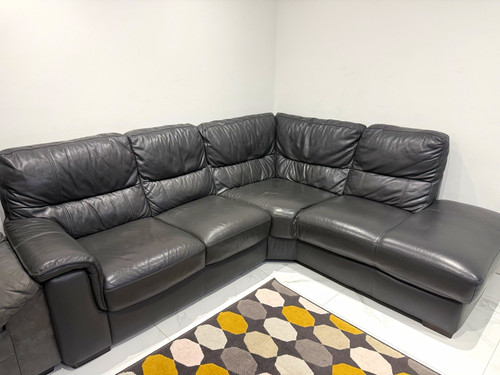 Black leather upholstered - leather,