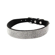 Dog Collar Suede Leather Rhinestone Diamante Soft Bling Cat Puppy Small Pet UK