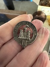 Antique Scottish Sterling Silver MacLachlan Clan Crest Badge Brooch