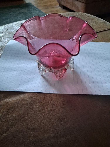 Victorian cranberry glass - glass, bowl