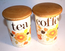 Crown Devon  Tea and Coffee storage jars- Lovely retro.