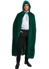 Adult Size Unisex The Traitors Style Fancy Dress Long Green Velvet Hooded Cape