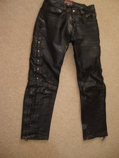 Skin leather laced & studded trousers size UK 28