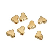 20 x Heart Shaped Metal Spacer Beads 7mm x 6mm GOLD Plated - Small - Hole 1.2mm