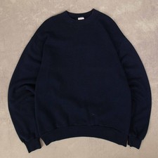 Vintage 90s Blank Sweatshirt L Made in USA Men's Navy Blue Plain